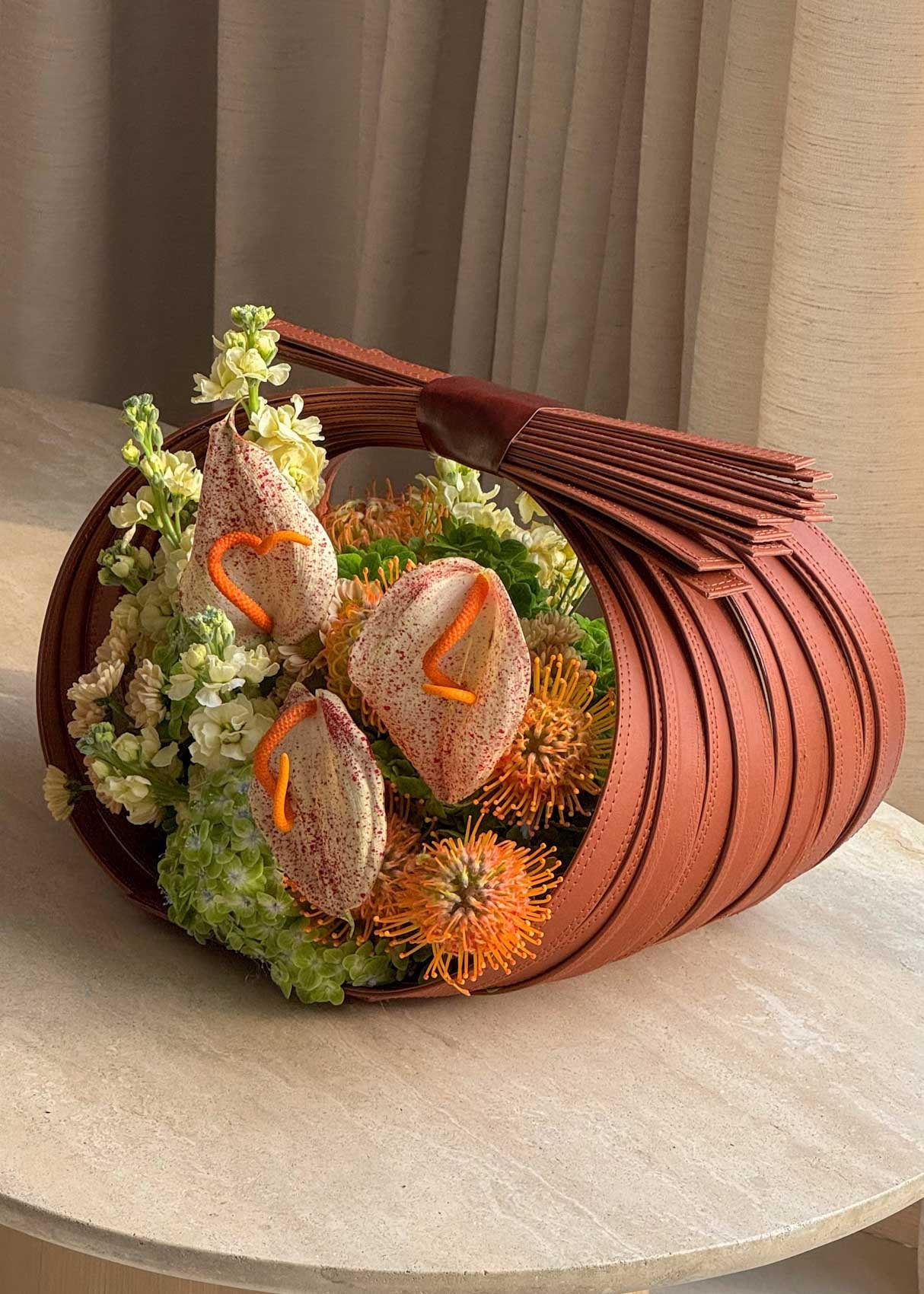 Desert Bloom Leather Basket
