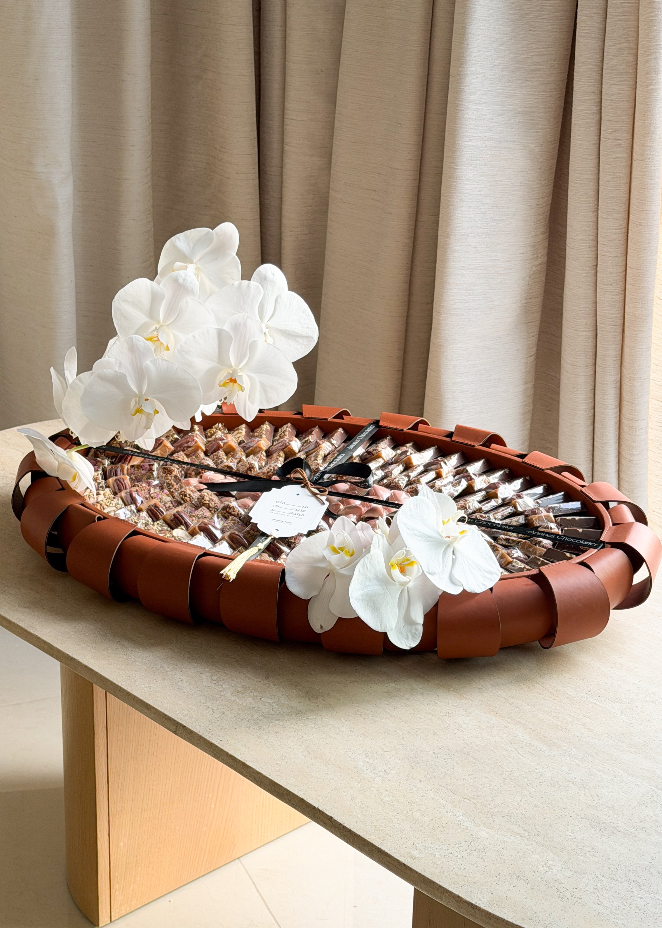 Eid Amber Aura Flowers and Chocolates Tray
