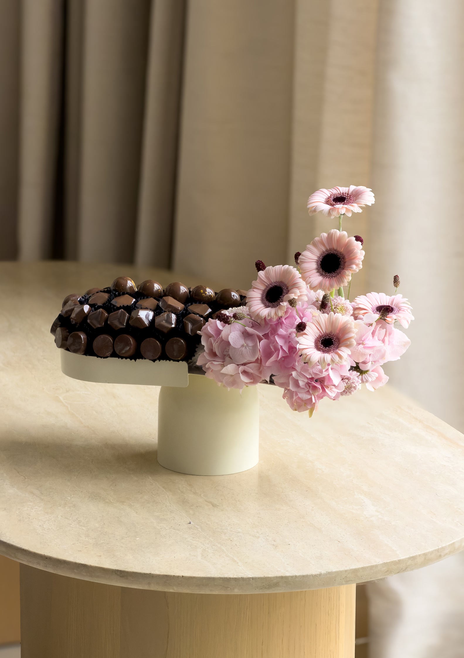 Petals & Pralines flowers and chocolates tray