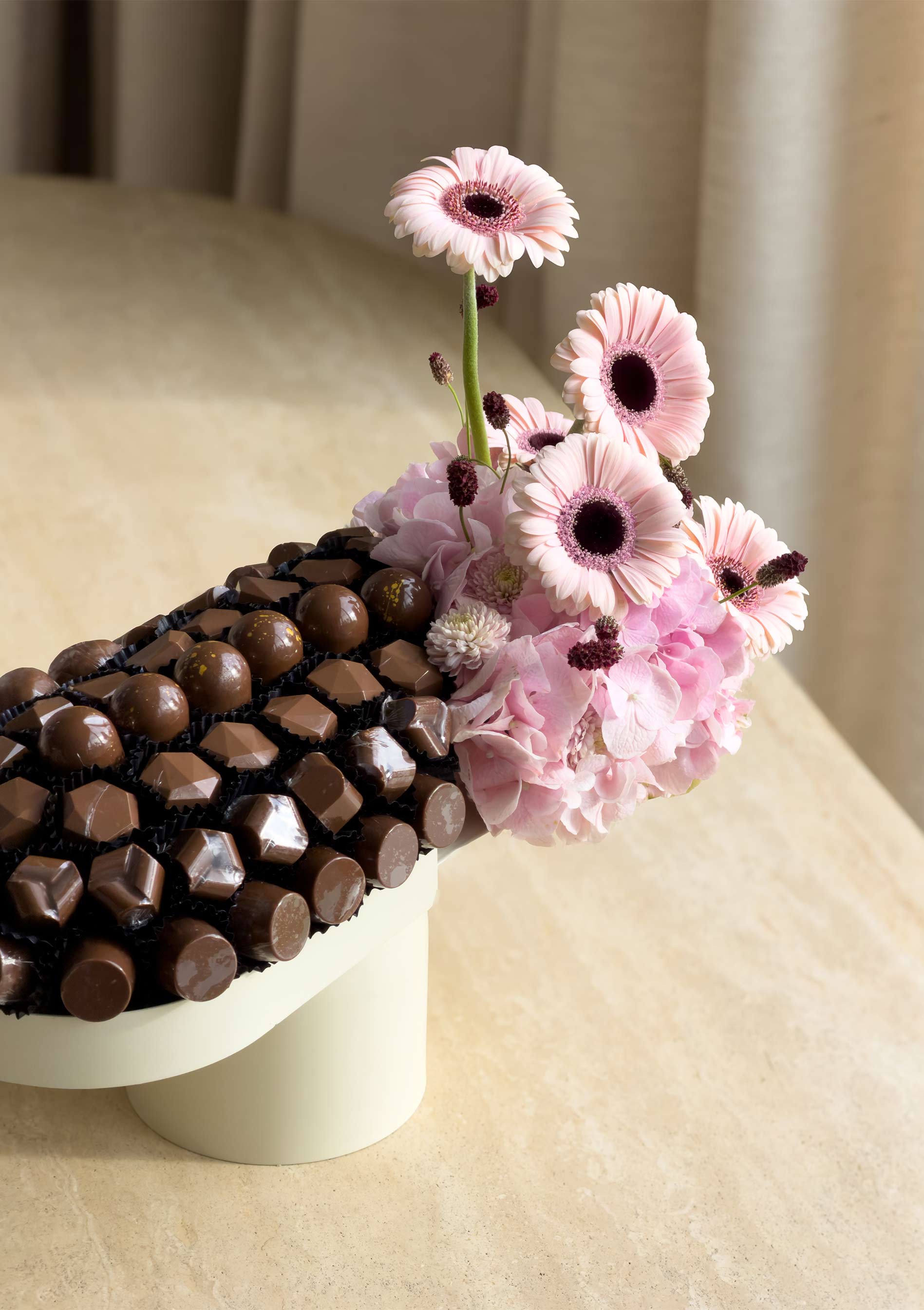 Petals & Pralines flowers and chocolates tray