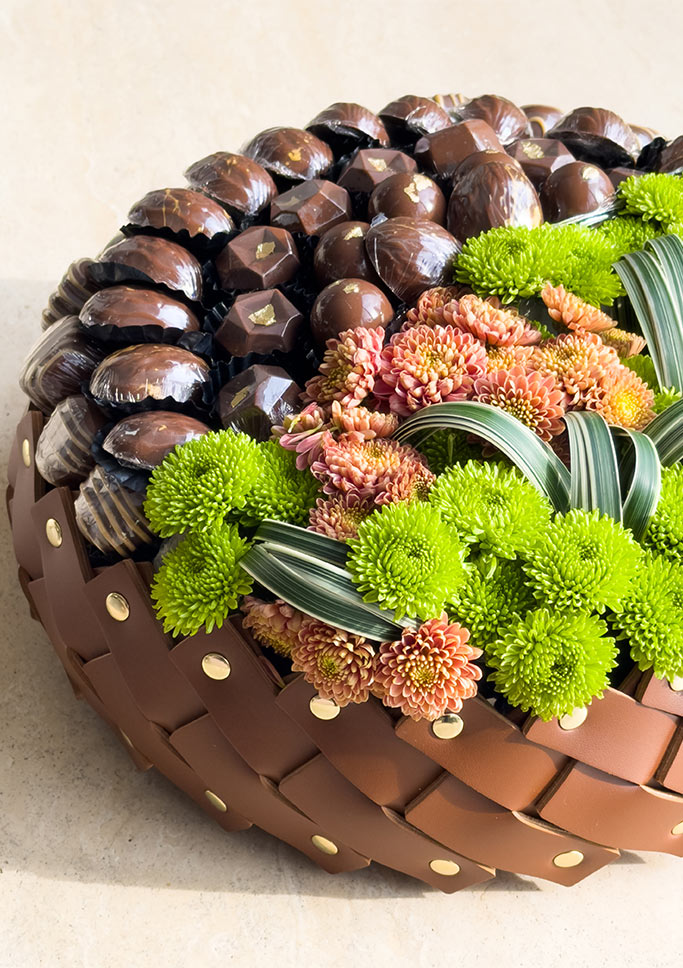 Cocoa Bloom Garden flowers and chocolates basket