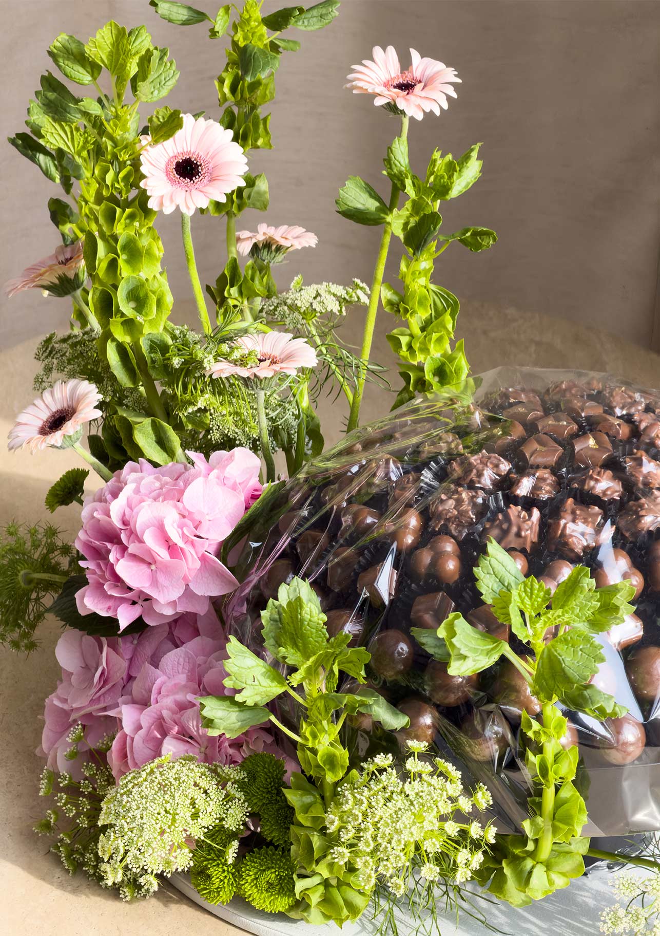 Sunken Garden flowers and chocolates tray