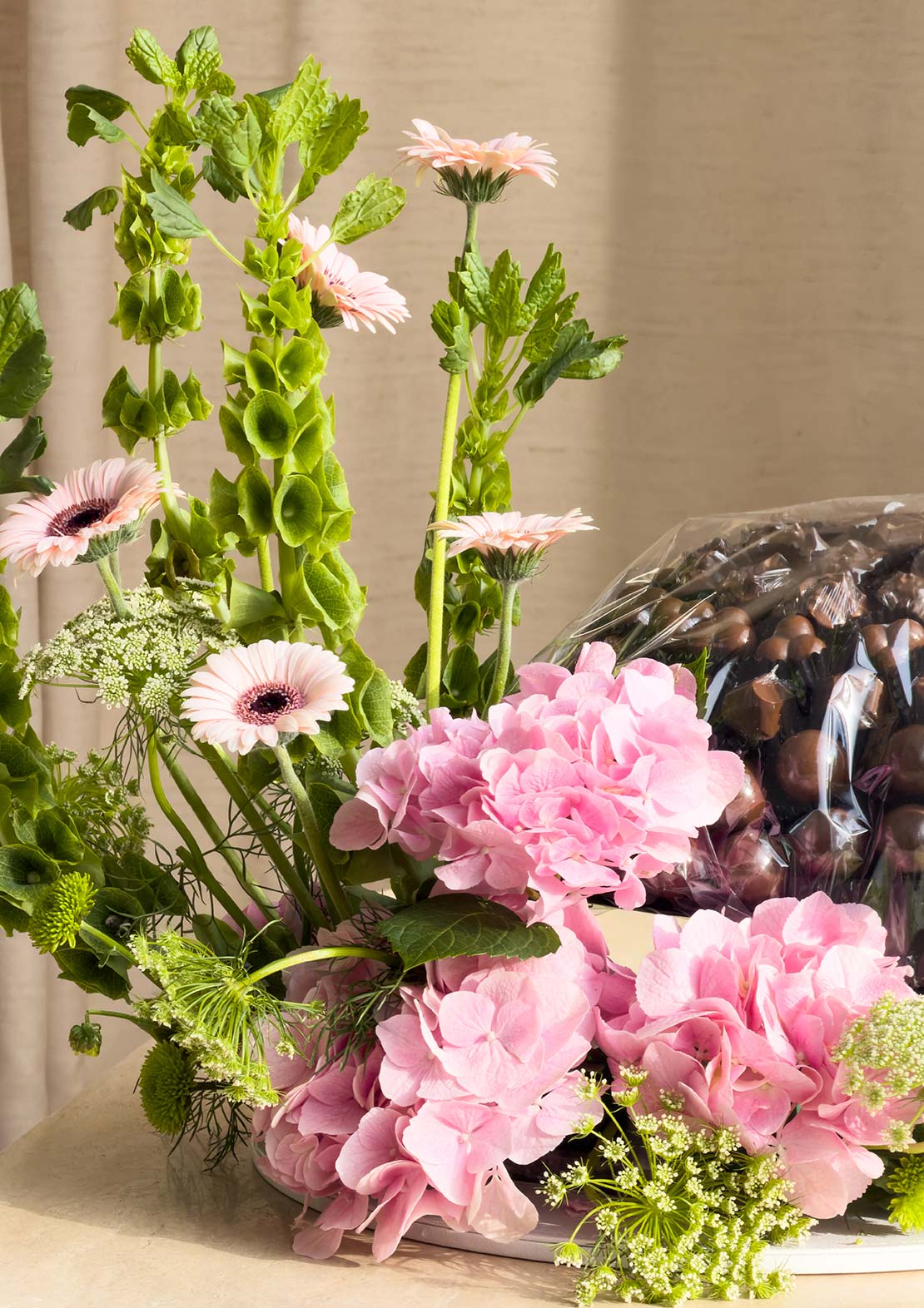 Sunken Garden flowers and chocolates tray