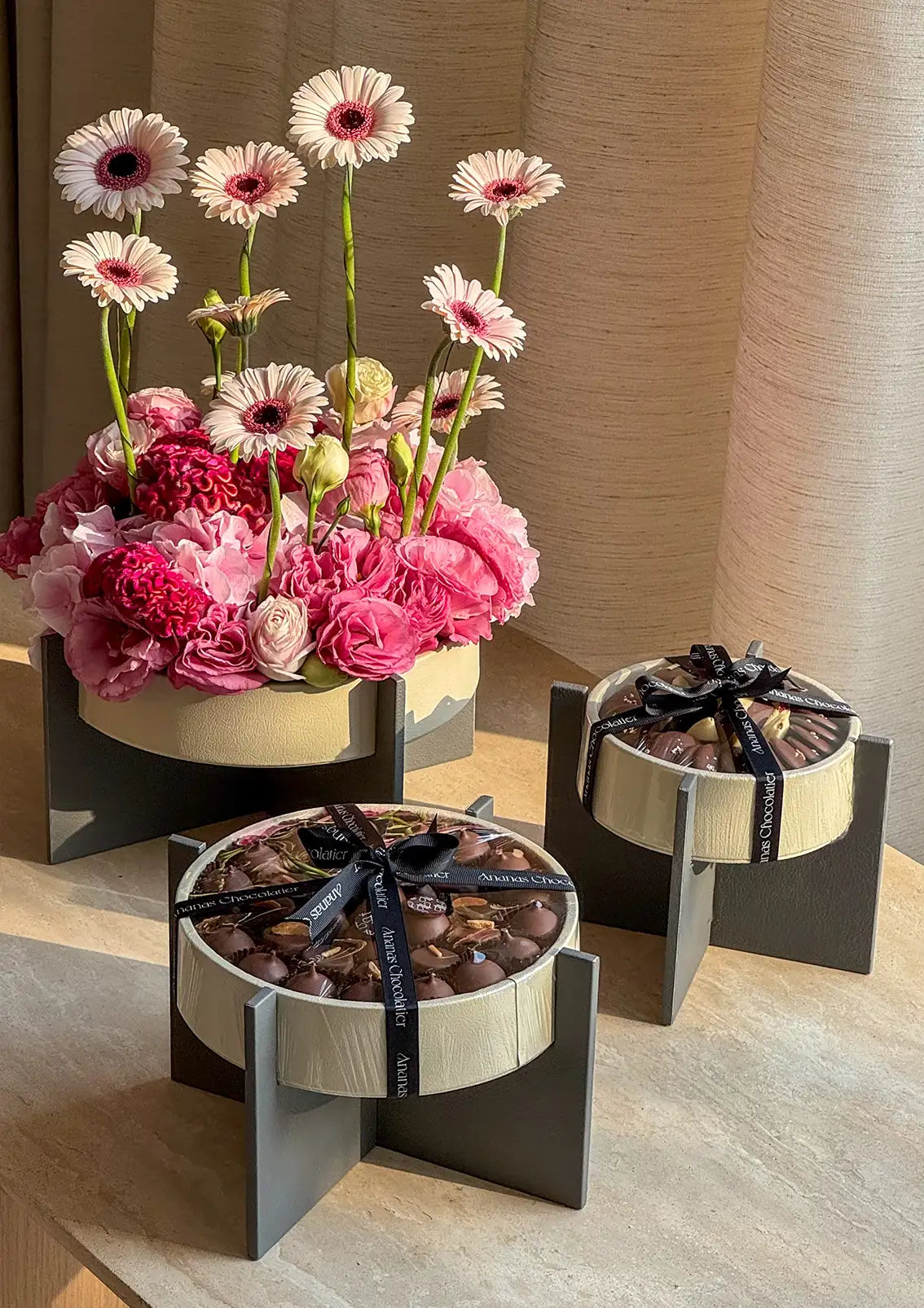 3 Set Luxe Trays | Premium Flowers & Chocolate Gifting Set