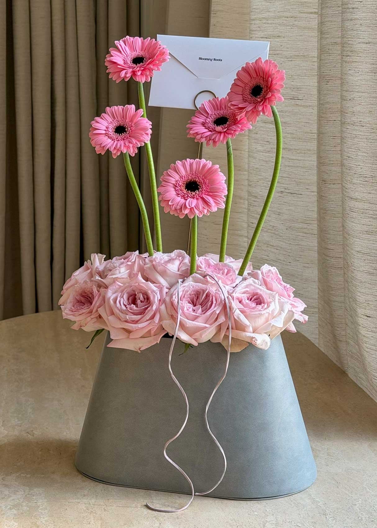 Pretty in Pink Leather Basket