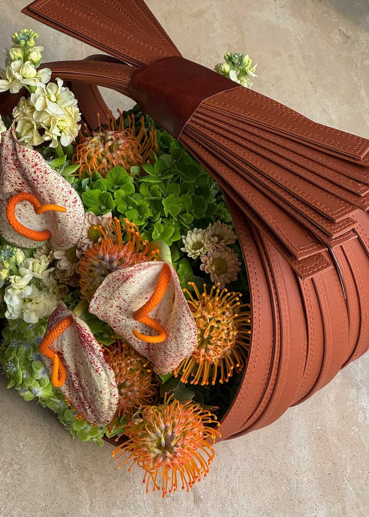 Desert Bloom Leather Basket