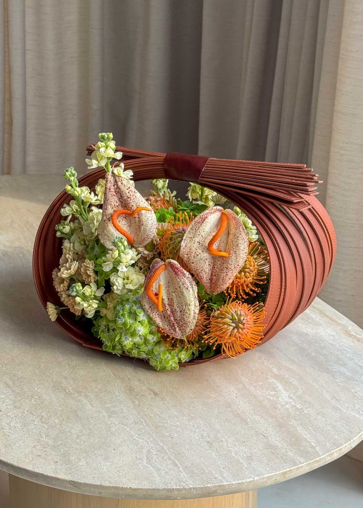 Desert Bloom Leather Basket