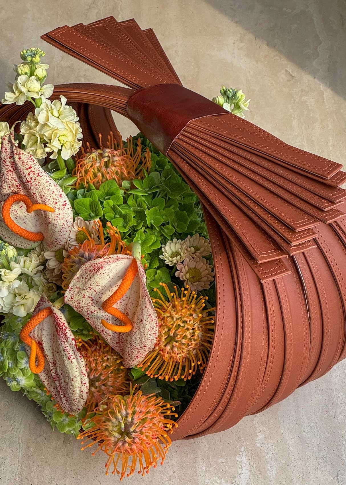 Desert Bloom Leather Basket
