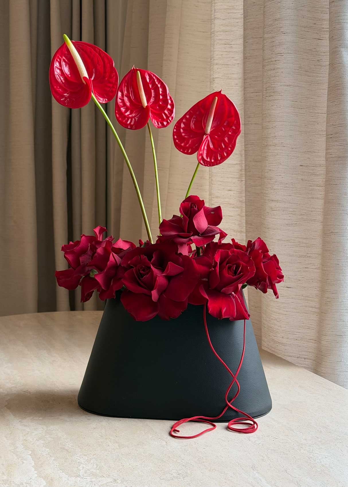 Midnight Rouge Leather Basket