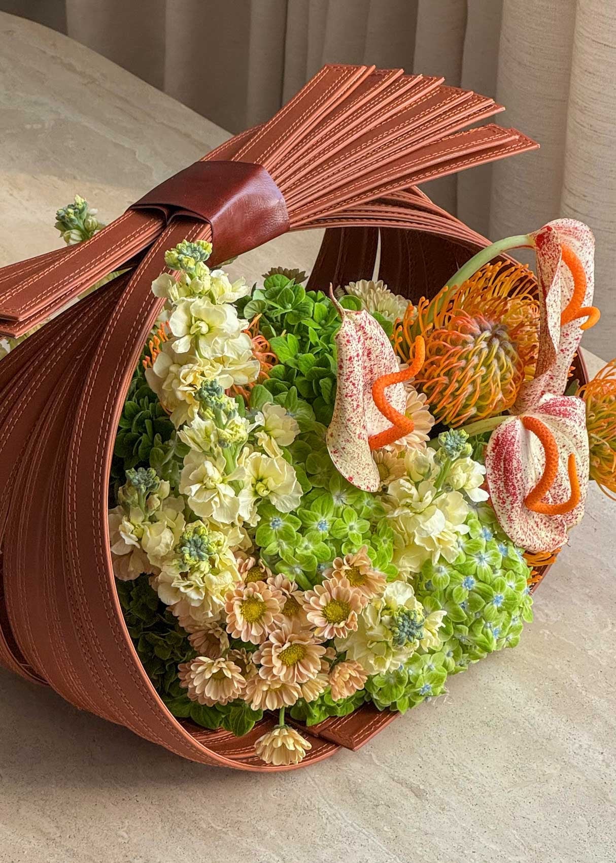 Desert Bloom Leather Basket