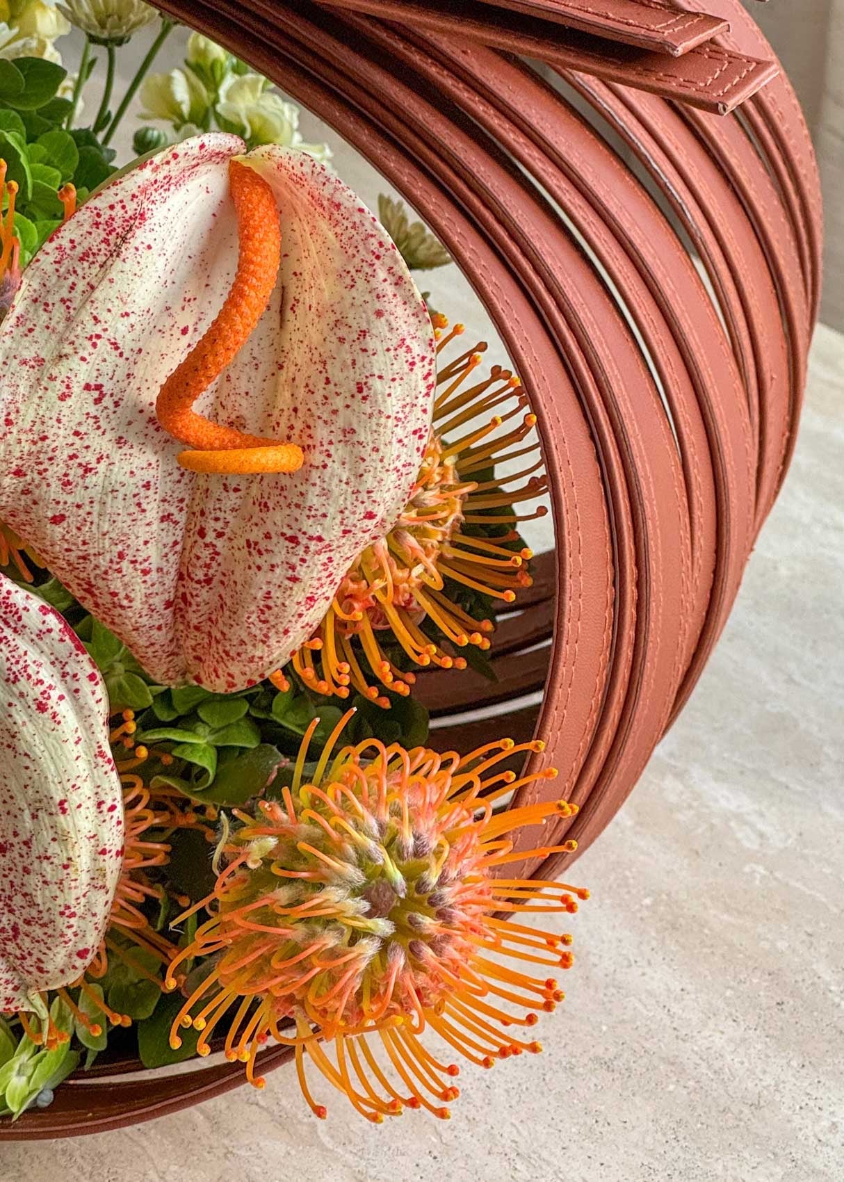 Desert Bloom Leather Basket