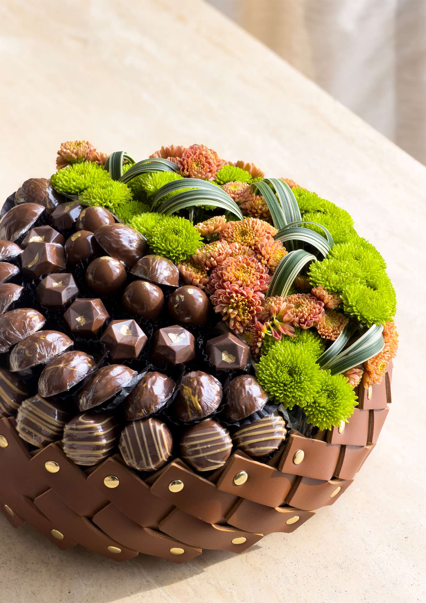 Cocoa Bloom Garden flowers and chocolates basket