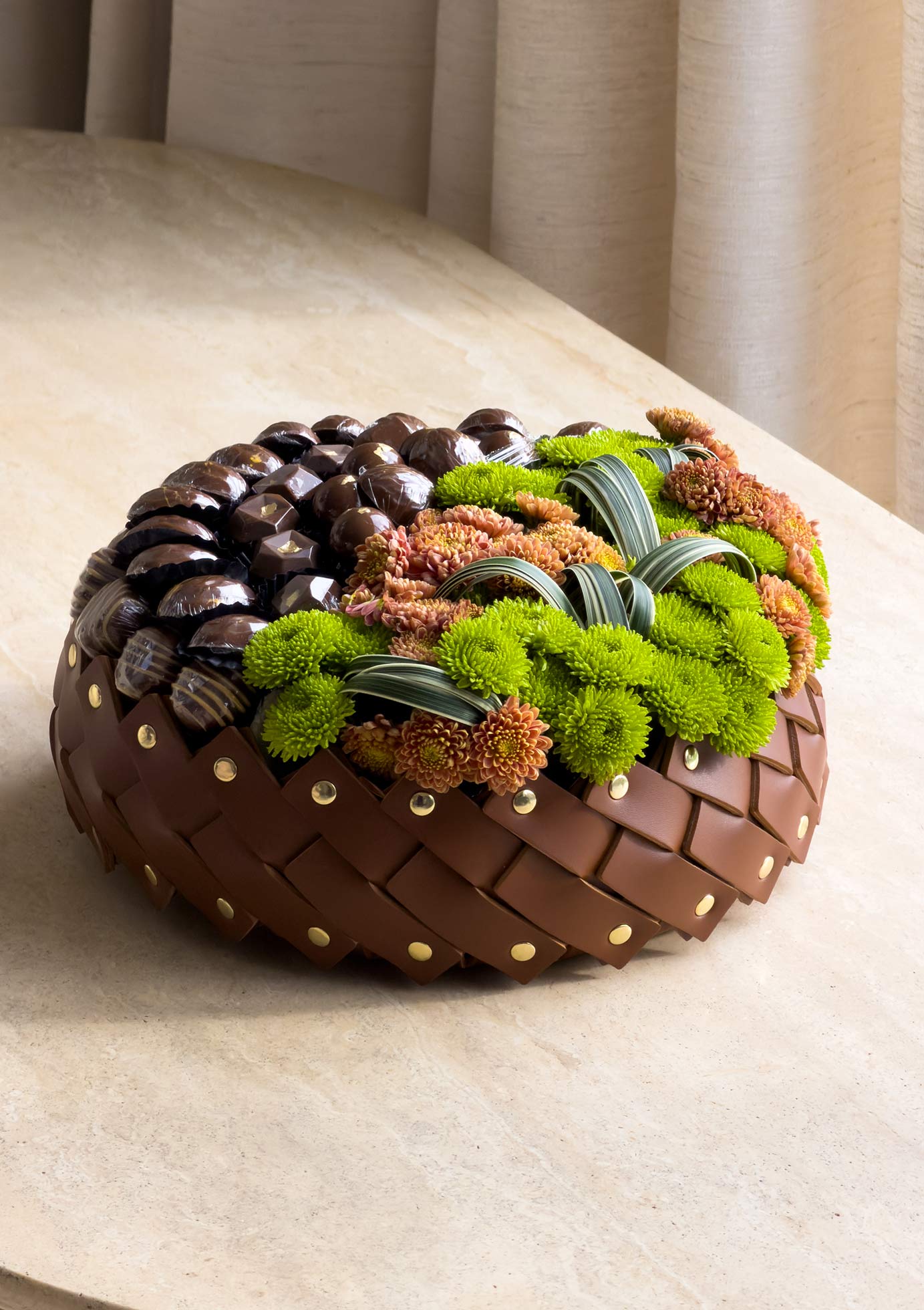 Cocoa Bloom Garden flowers and chocolates basket